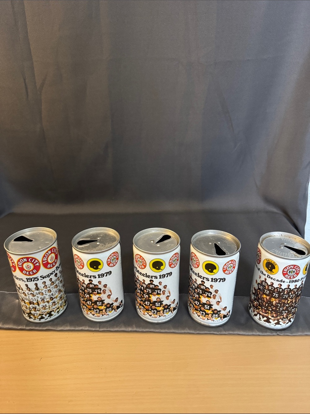 Vintage Collection of Iron City Beer pull-tab Pittsburgh Steelers cans
